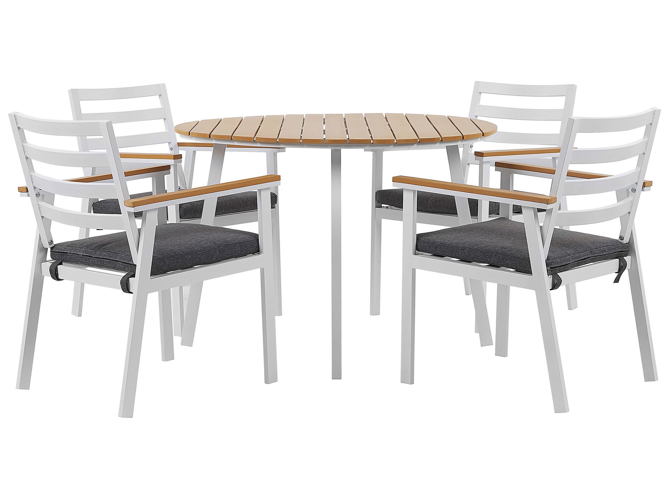 Conjunto de comedor exterior 4 plazas cavoli con cojines metal gris