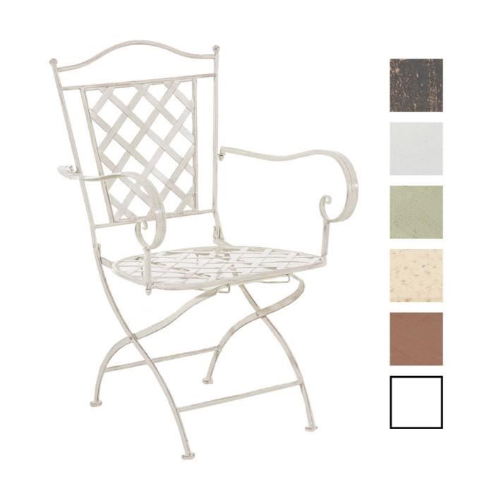 Silla de jardín - clp - adara - hierro forjado - plegable - crema antigua