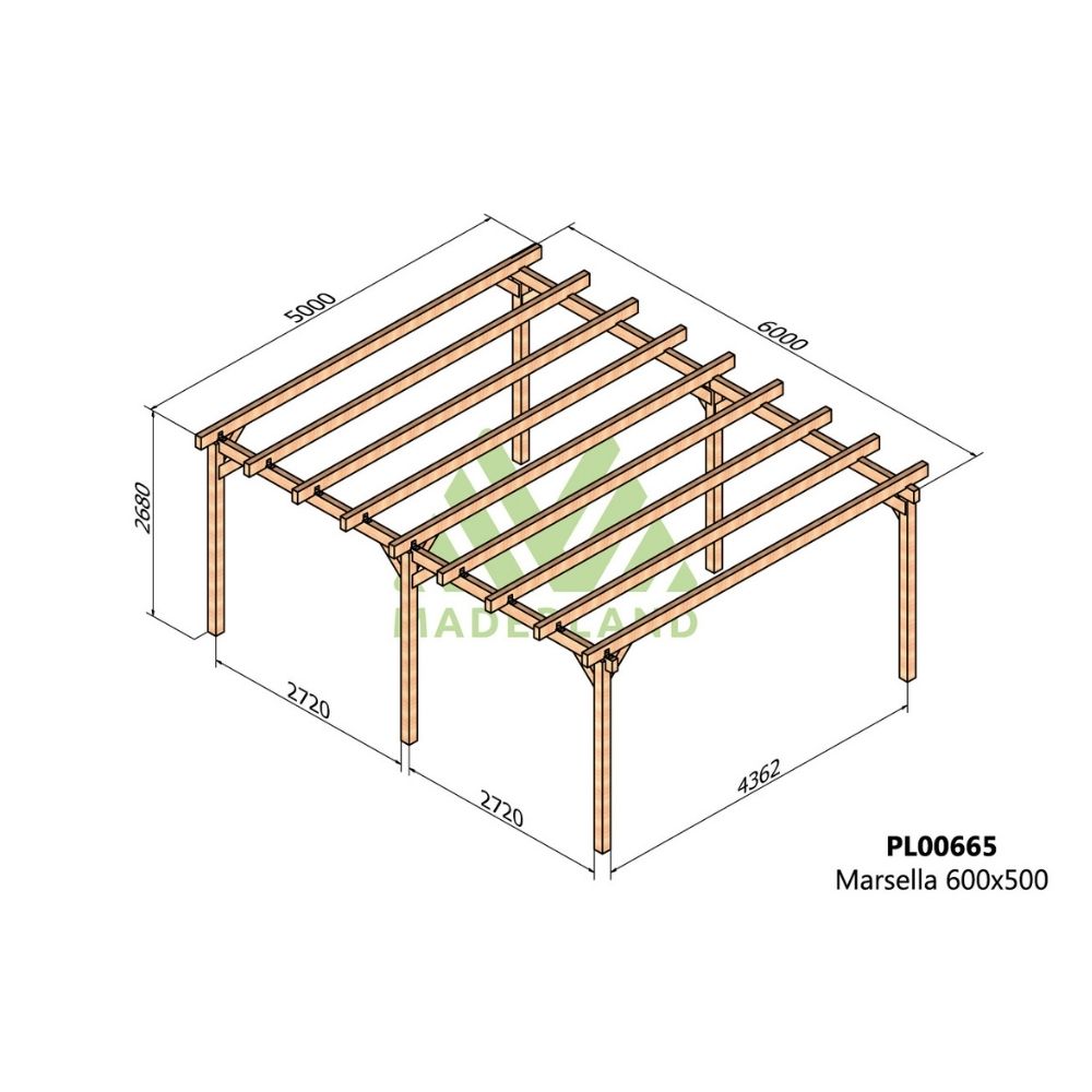 Cochera de madera - lugo 600x500cm (maderland)