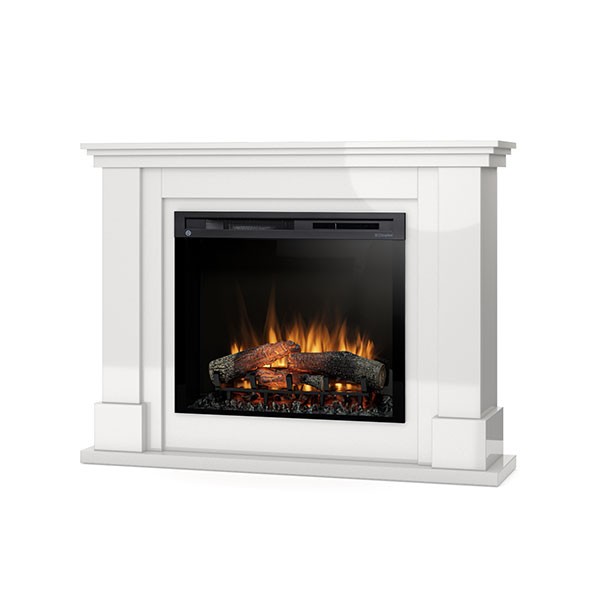 Luena - chimenea eléctrica LED de pie 28' blanco brillo intenso
