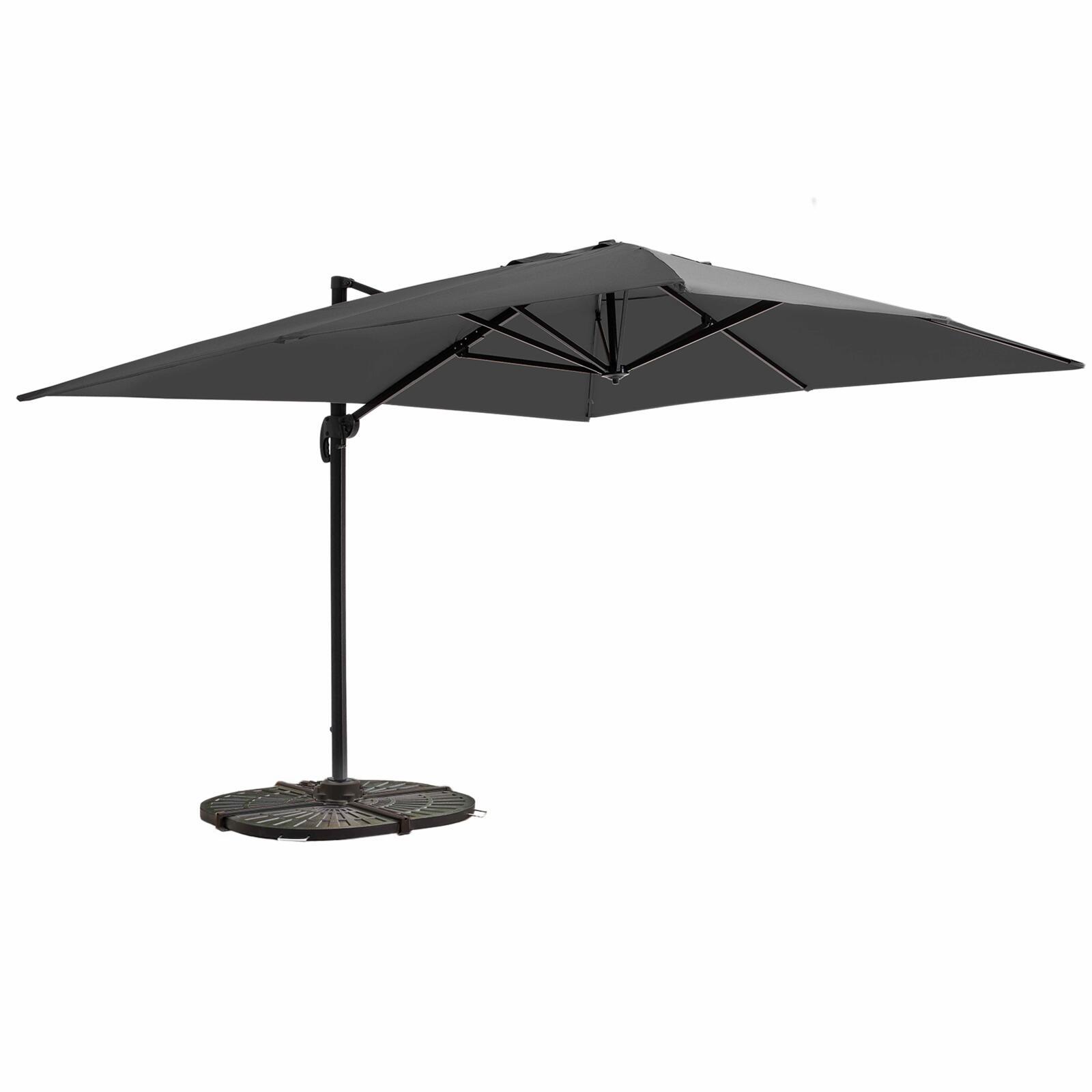 Oviala - parasol excéntrico 3x4m antracita giratorio + 4 losas base