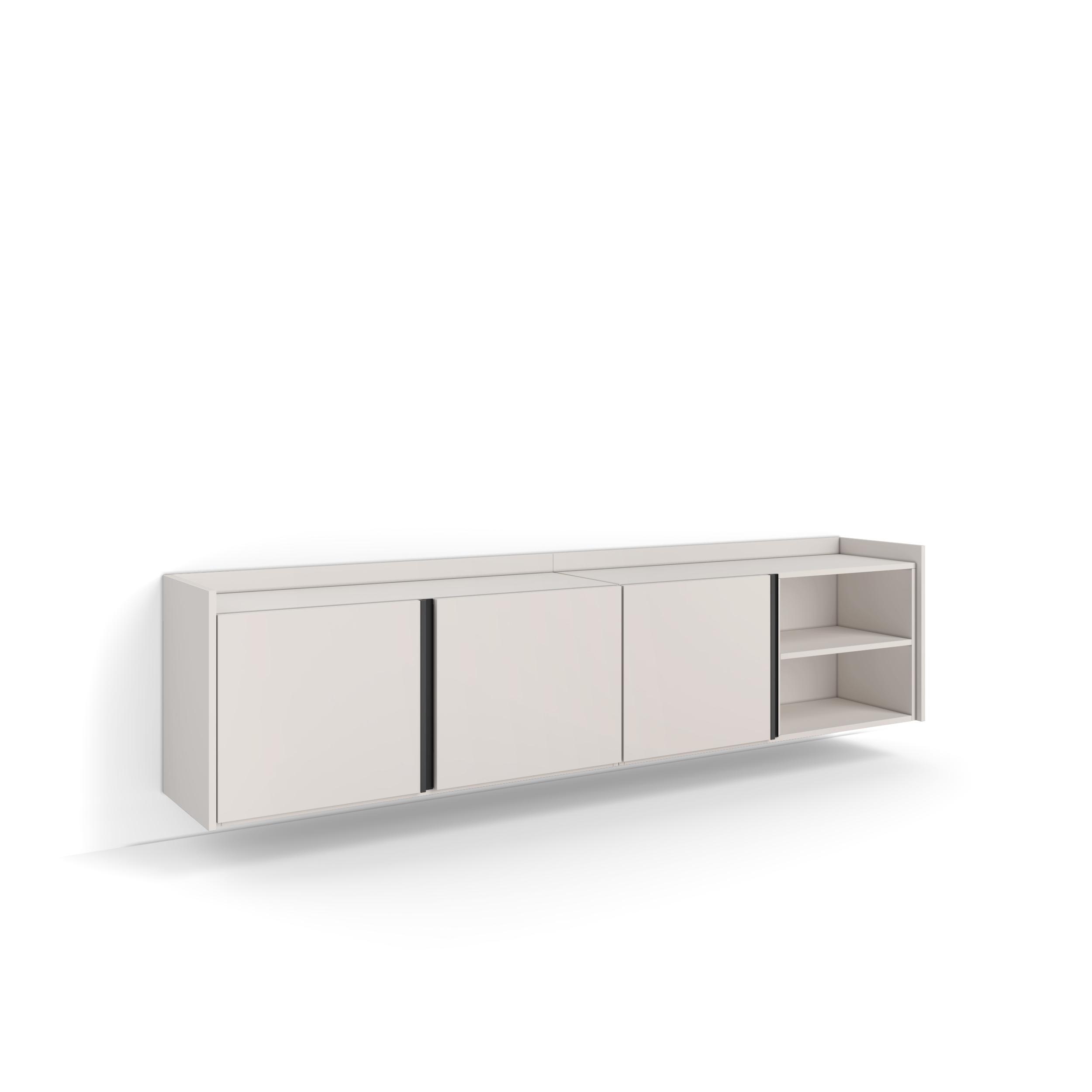 Mueble tv, 207x35x50cm, beige, colgado, suspendido rf4574