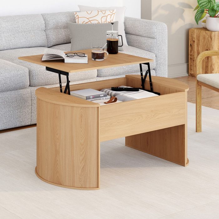 Mesa de centro elevable ovalada - haya - 100 cm