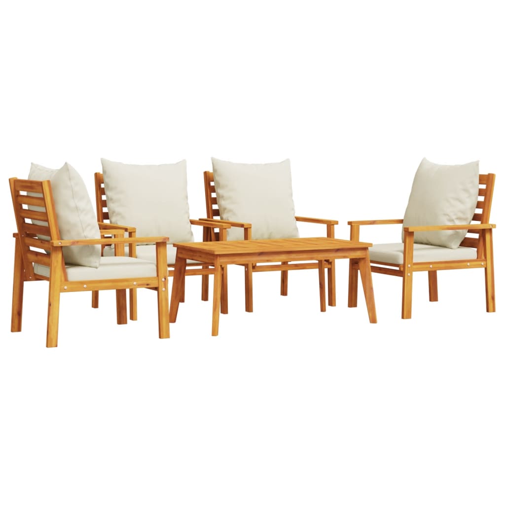 vidaXL juego de muebles jardín 5 pzas con cojines madera maciza acacia