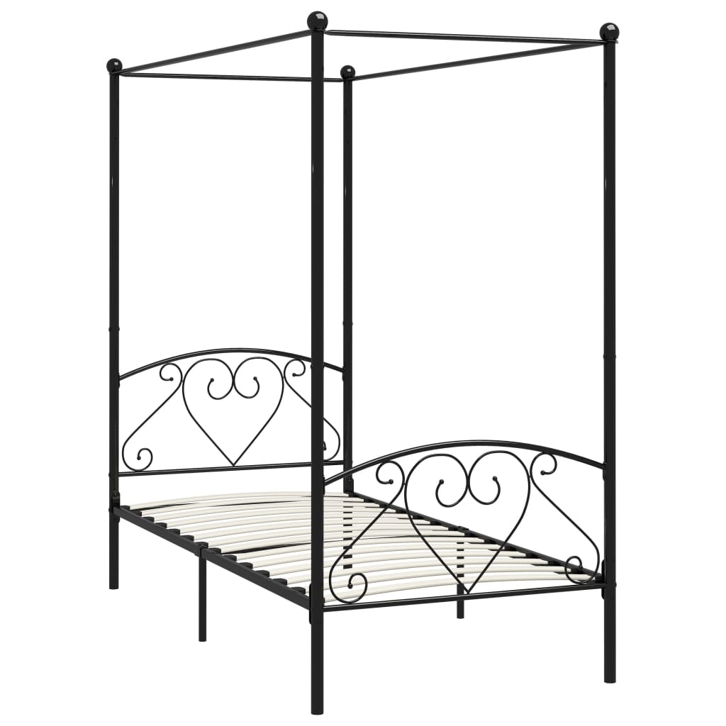 vidaXL estructura cama con dosel sin colchón metal negro 120x200 cm