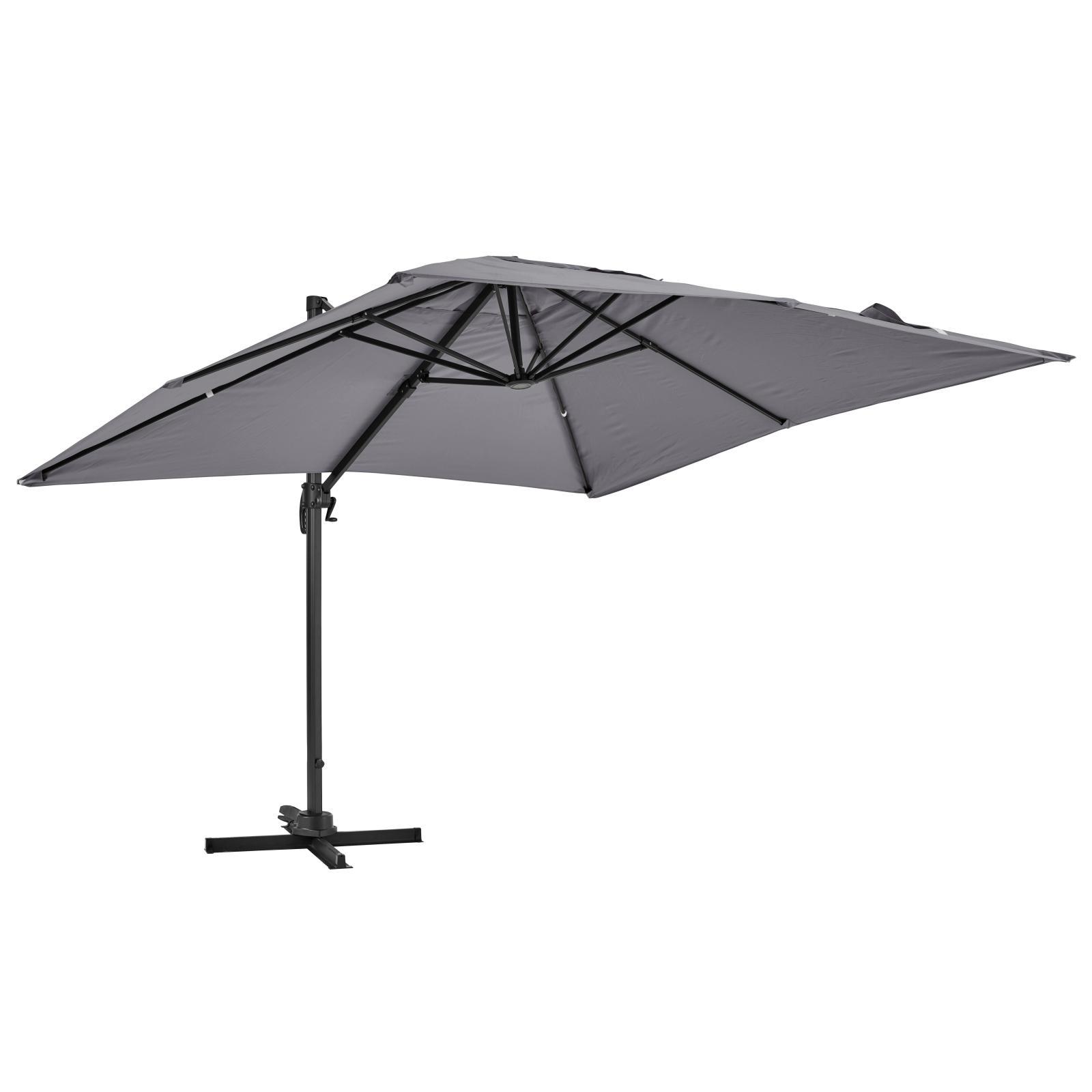 Oviala - sombrilla voladiza giratoria de 3 x 3 m en aluminio gris