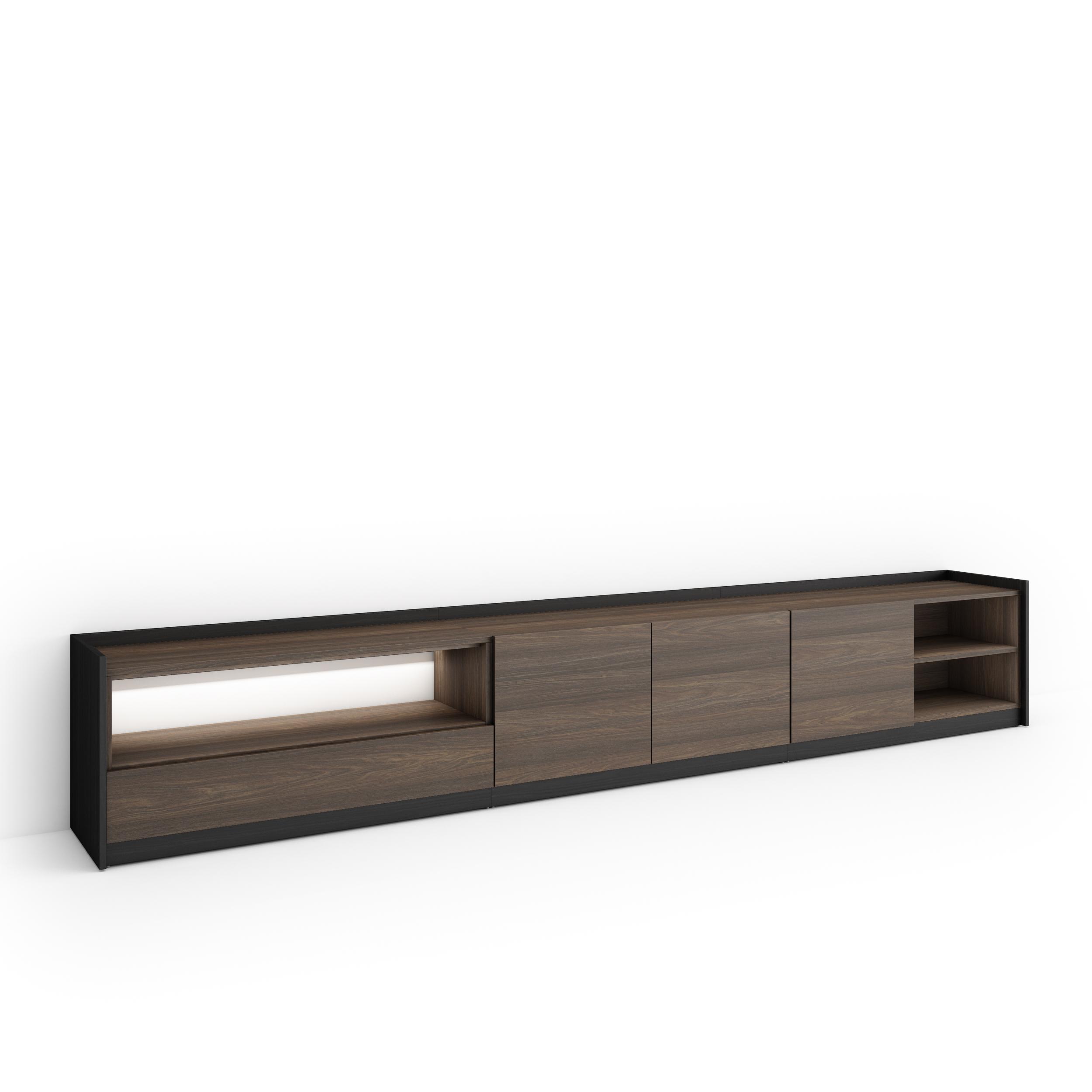 Mueble tv, 310x37x50cm, roble oscuro y negro, LED rf4903