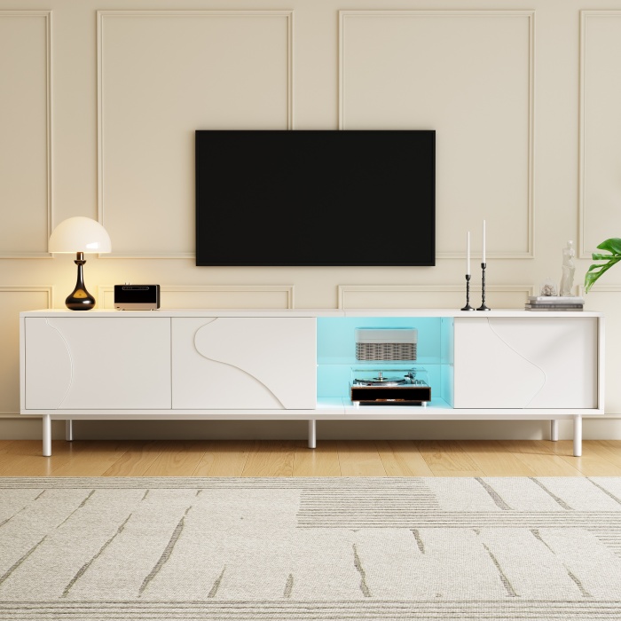 Mueble de tv blanco con 3 puertas correderas 45x180x40cm