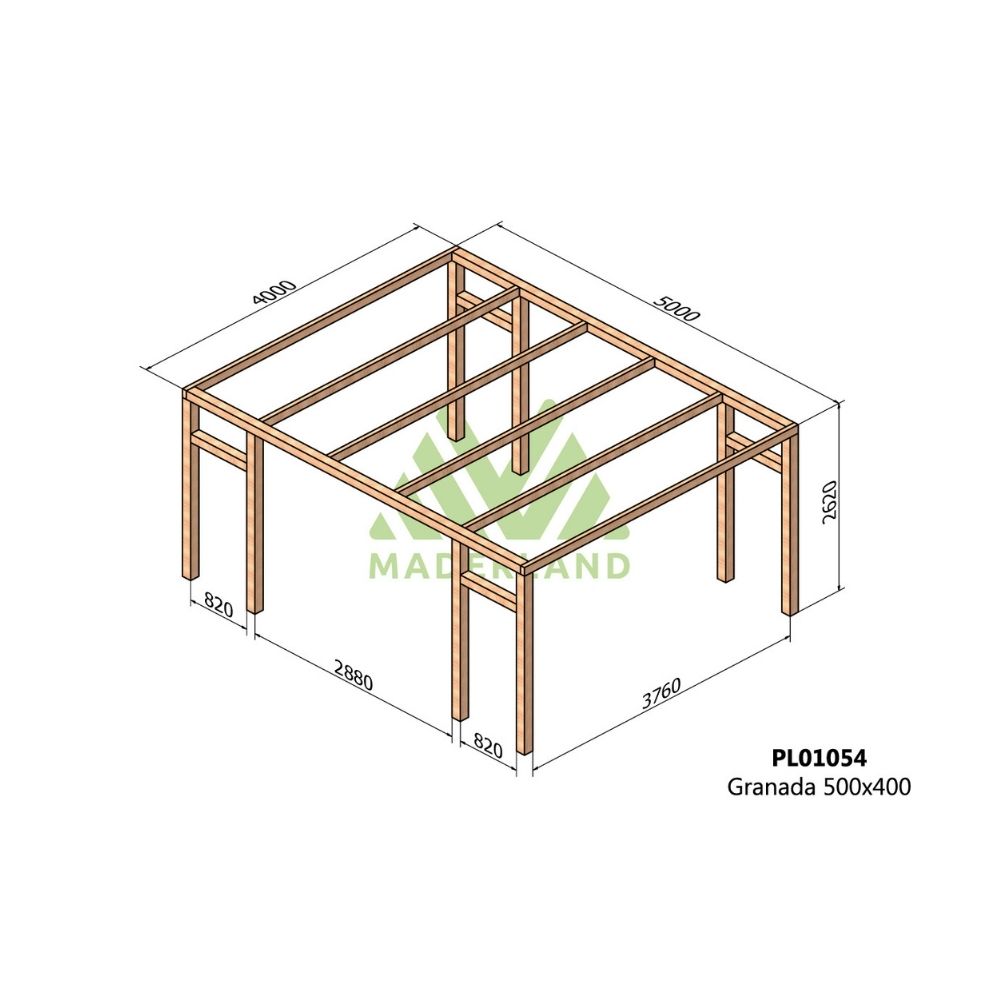 Pérgola de madera laminada - granada 500x400cm (maderland)