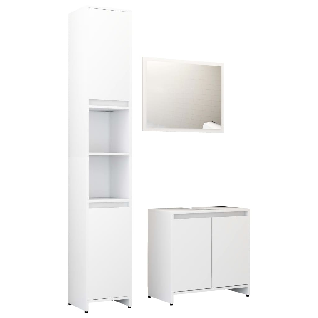 vidaXL juego de muebles de baño 3 piezas madera ingeniería blanco