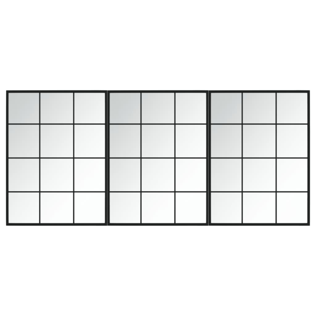 vidaXL espejos de pared 3 uds metal negro 80x60 cm