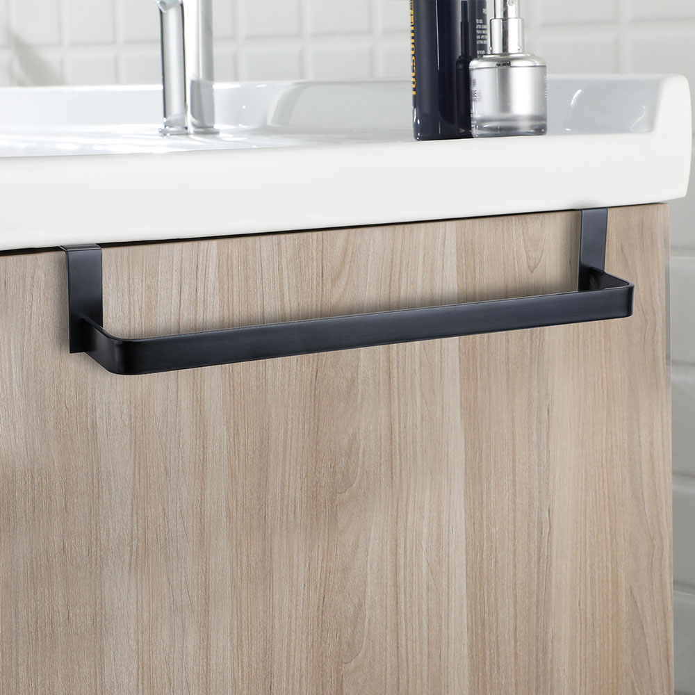 Kibath toallero sin taladros de 29 cm negro mate de acero inoxidable