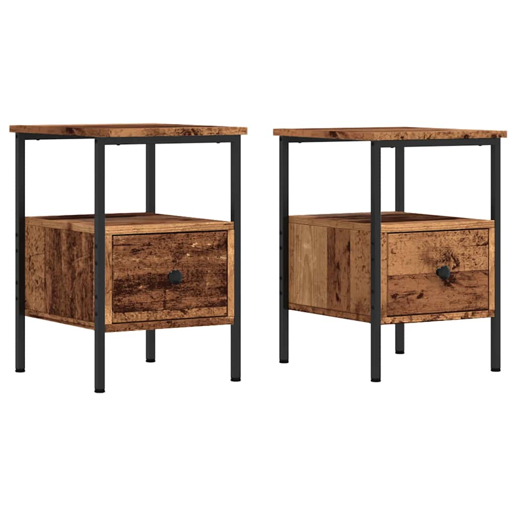 Casa lúmina - set de 2 mesita de noche madera madeira trabalhada e ferro