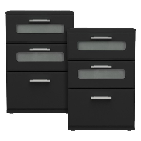 2x mesitas de noche con 3x cajones 40 x 60 x 38 cm negro ml-design