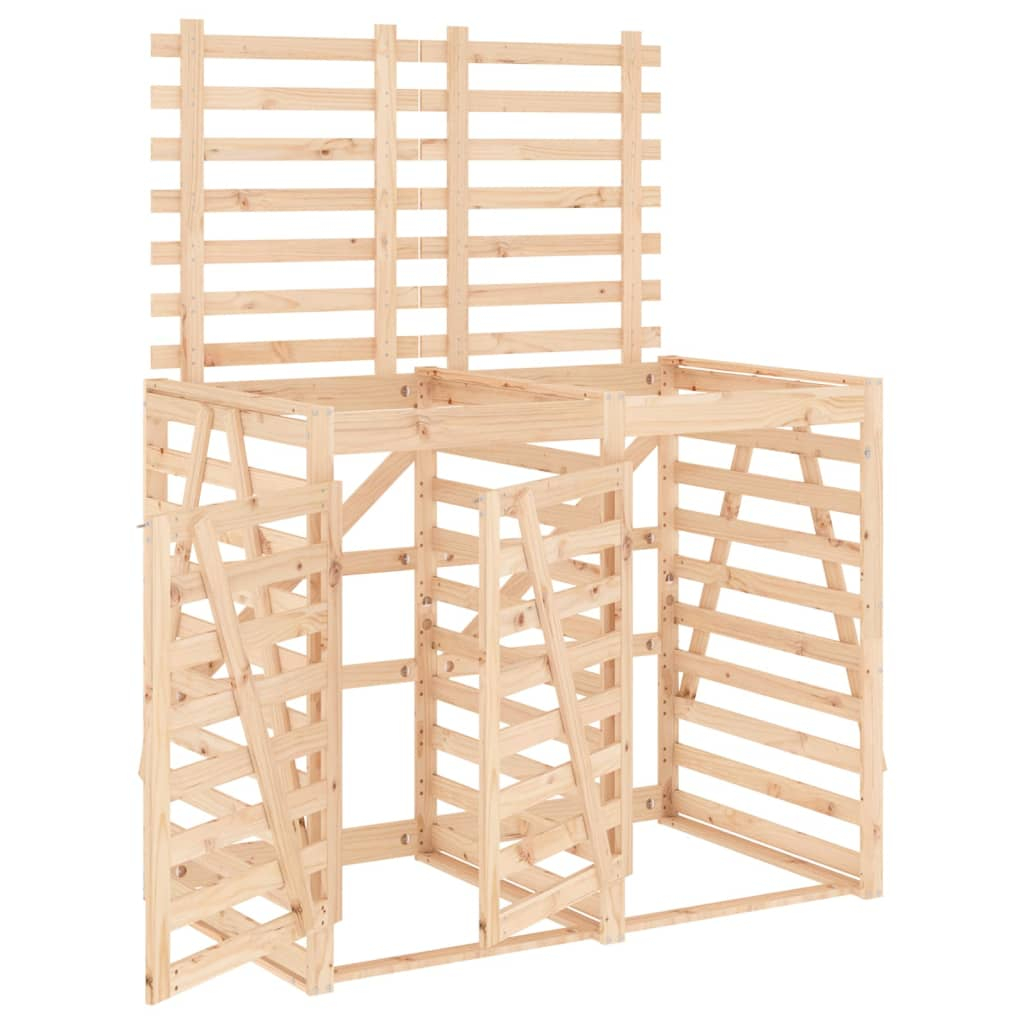 vidaXL cobertizo doble para cubos de basura madera maciza de pino