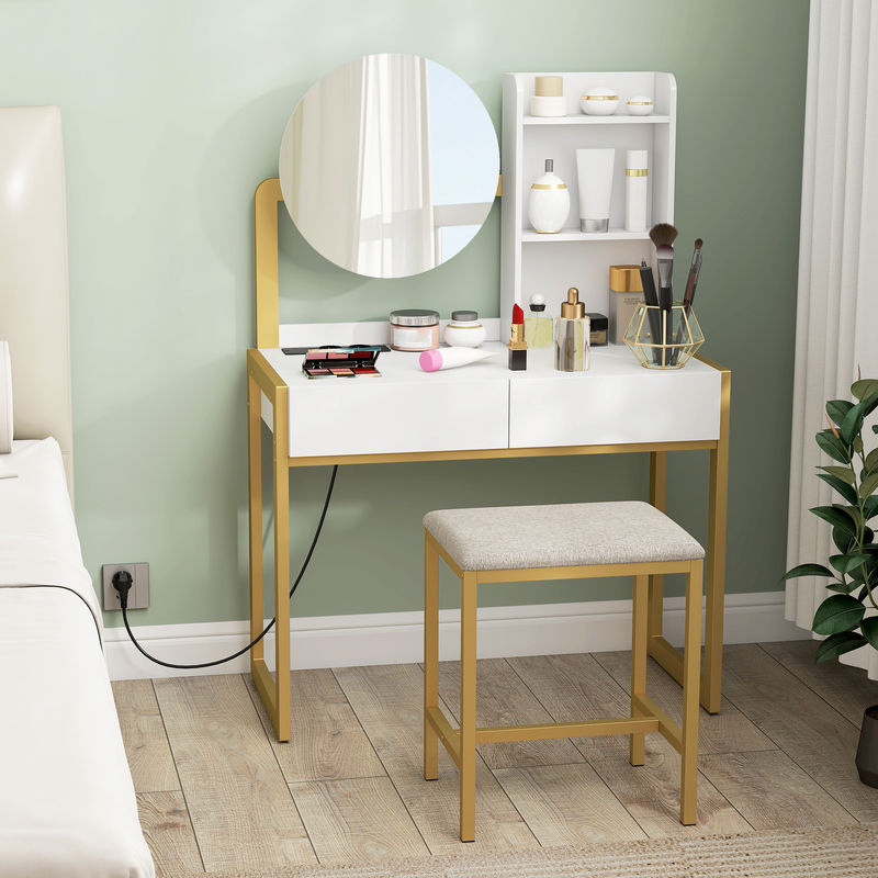 Tocador de maquillaje 80x41.7x130 cm color blanco Homcom