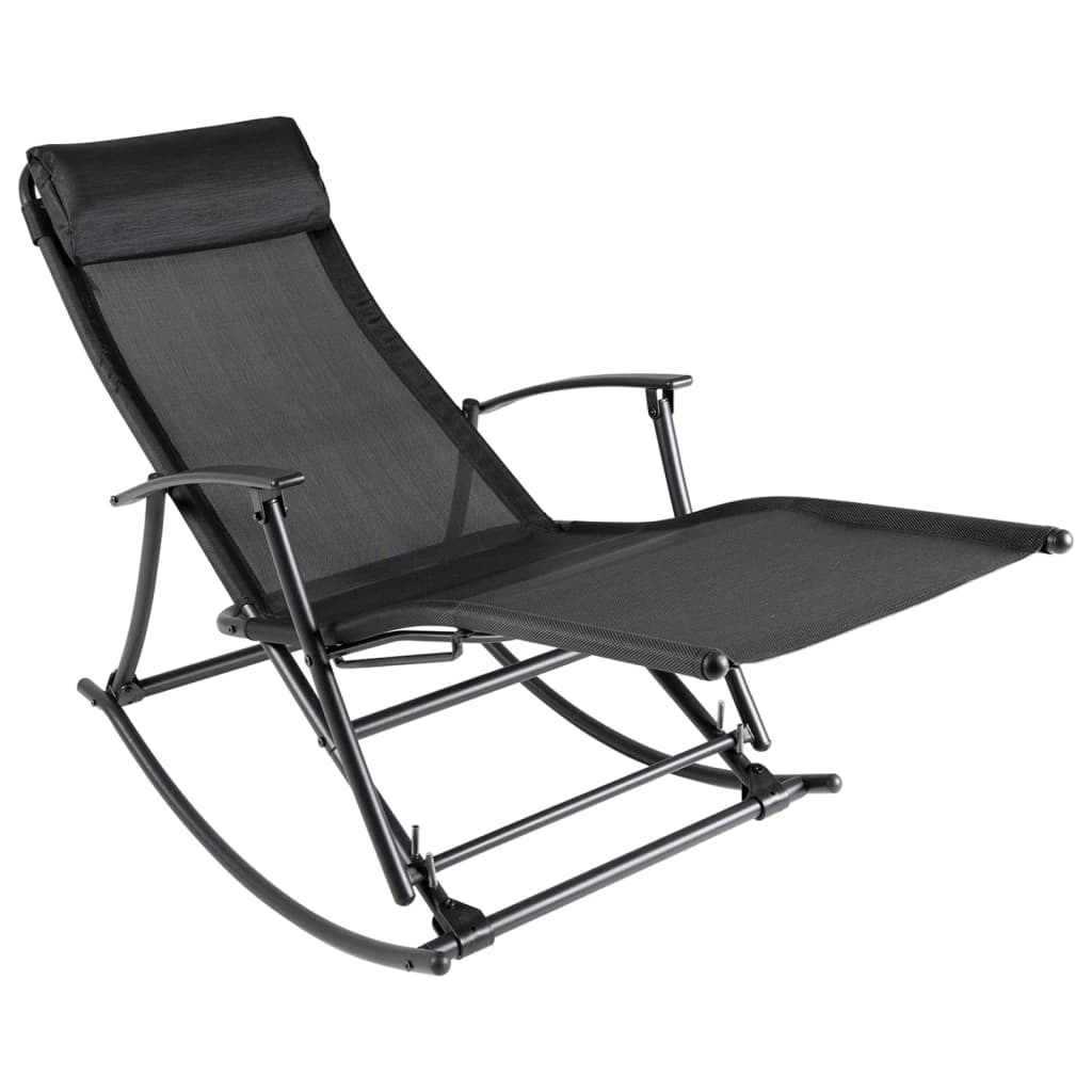 vidaXL silla mecedora de jardín acero y textilene negro