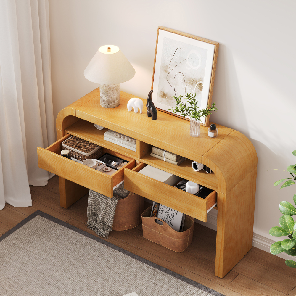 Mesa consola para recibidor y salón mdf natural 76,5x120x35,5cm