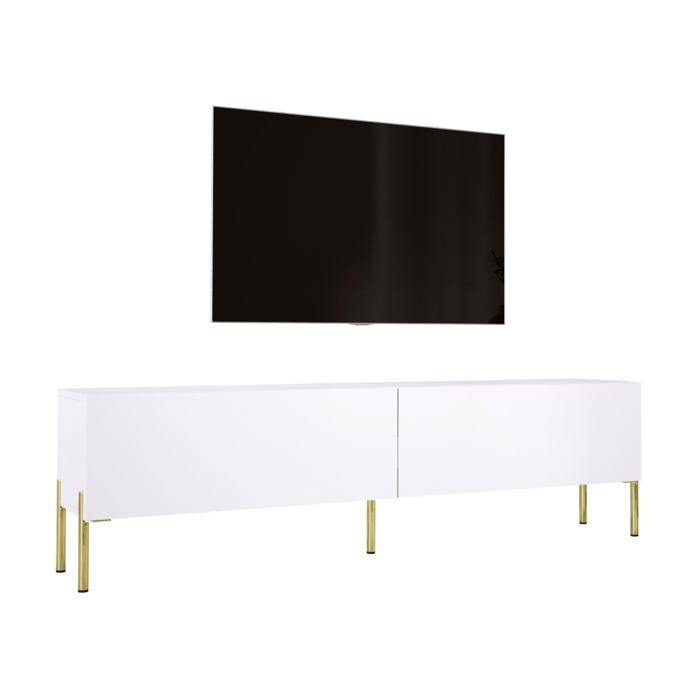 Mueble tv - blanco mate - patas doradas - 170x32x52 cm