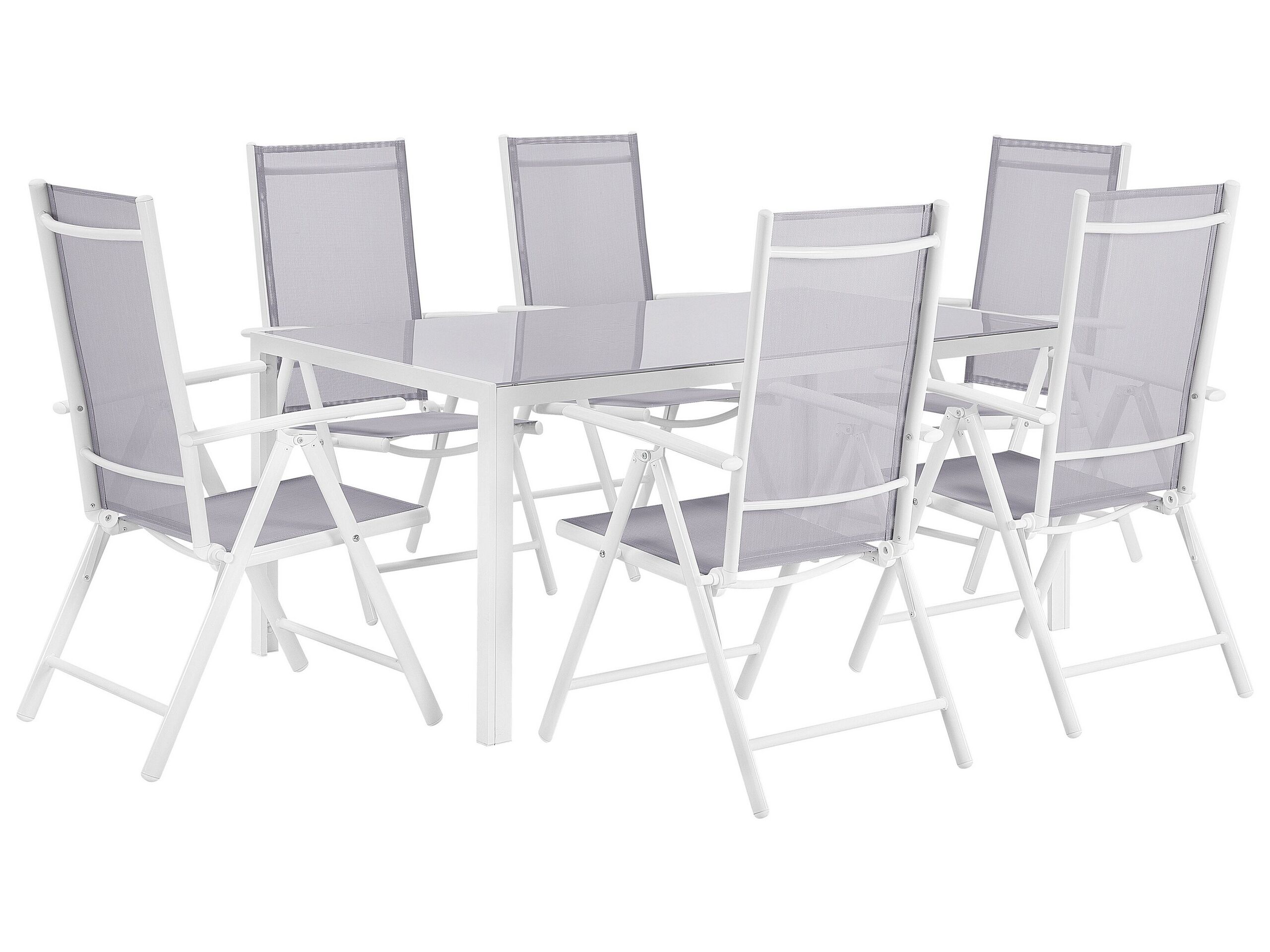 Conjunto de comedor exterior 6 plazas catania metal gris