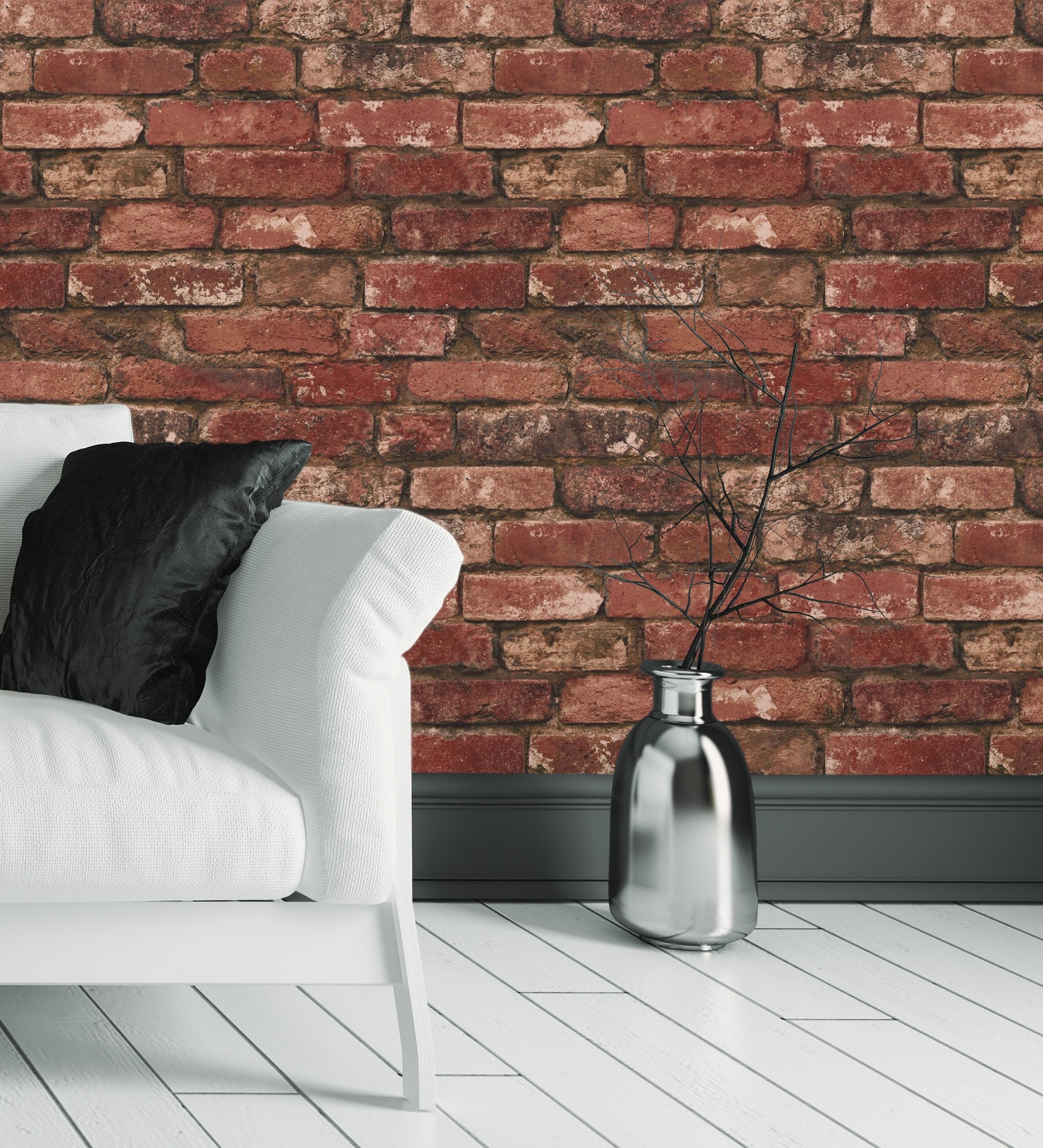 Papel pintado gaulan lavable muro de ladrillos rojo inglés textura 5.23m²