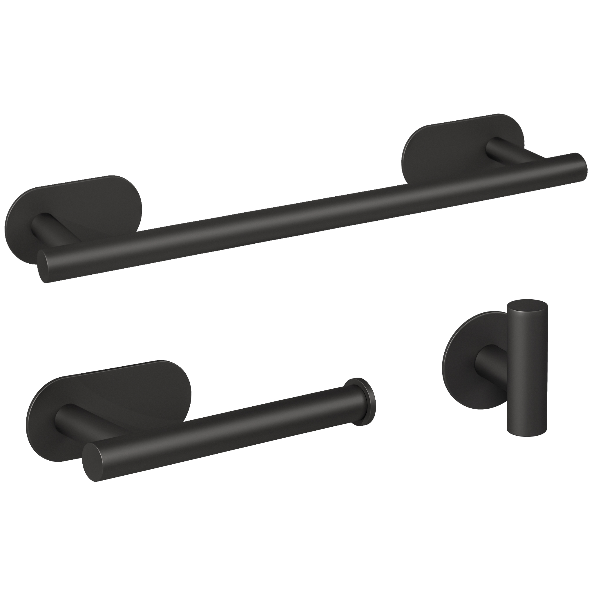 Valaz accesorios baño negro mate toallero 40cm+2perchas+portarollos