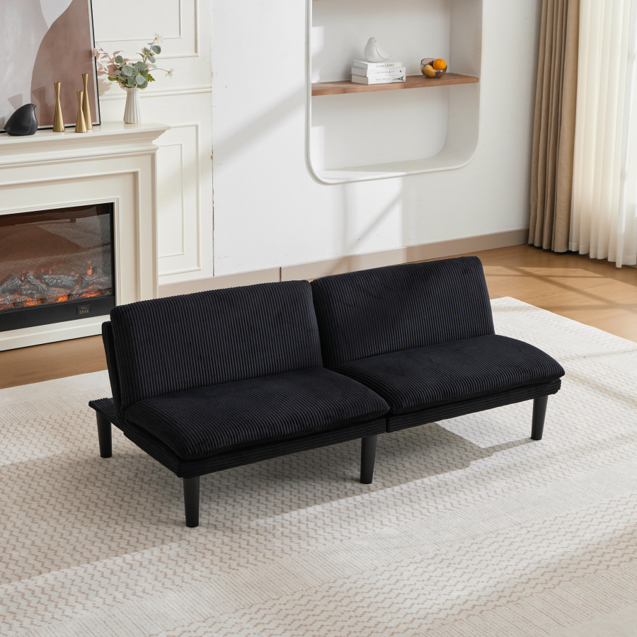 Sofá cama 2 plazas terciopelo negro con respaldo ajustable