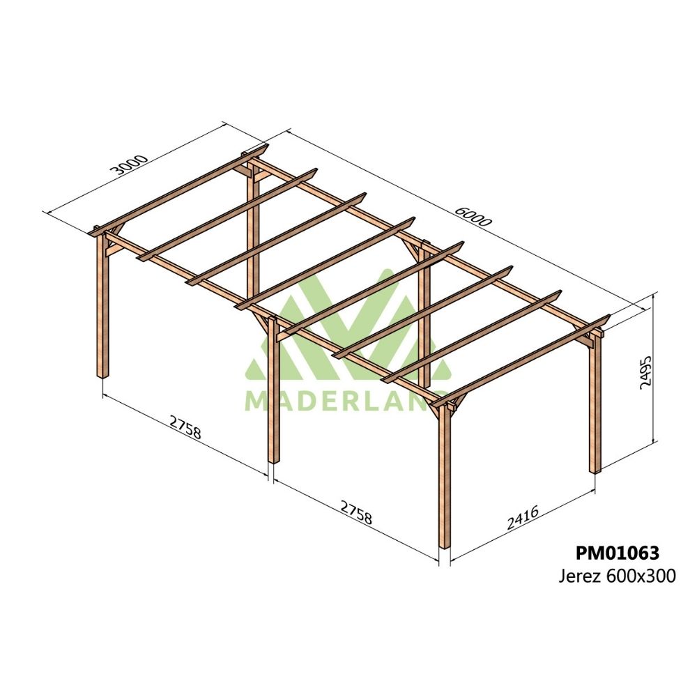 Pérgola de madera maciza j erez (maderland) - gardeneas