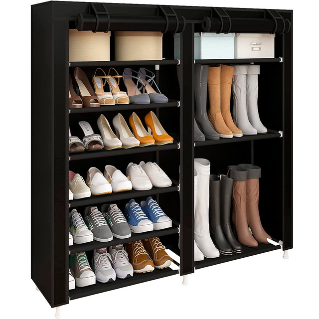 Armario zapatero tela para zapatos y botas nyana home 110x120x30cm negro