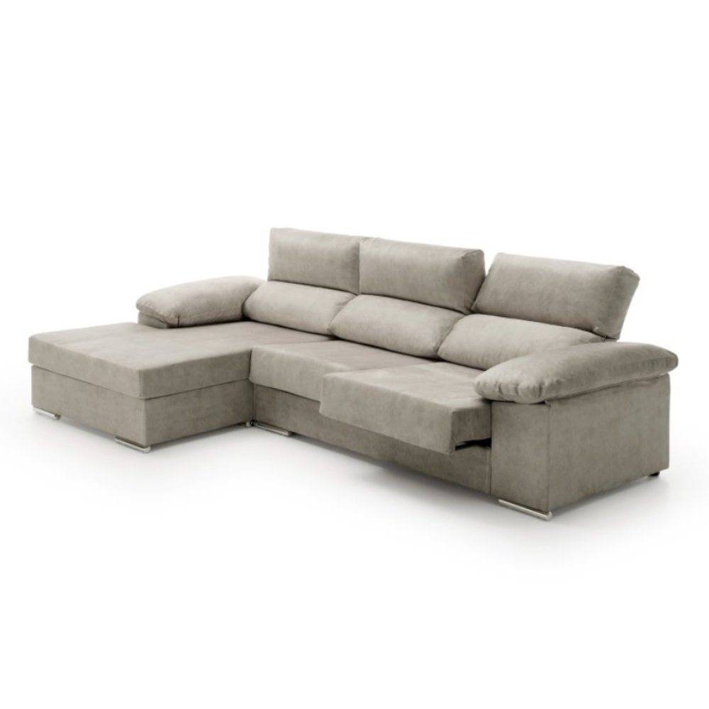 Sofa chaise longue reclinable y deslizante melissa gris izquierda