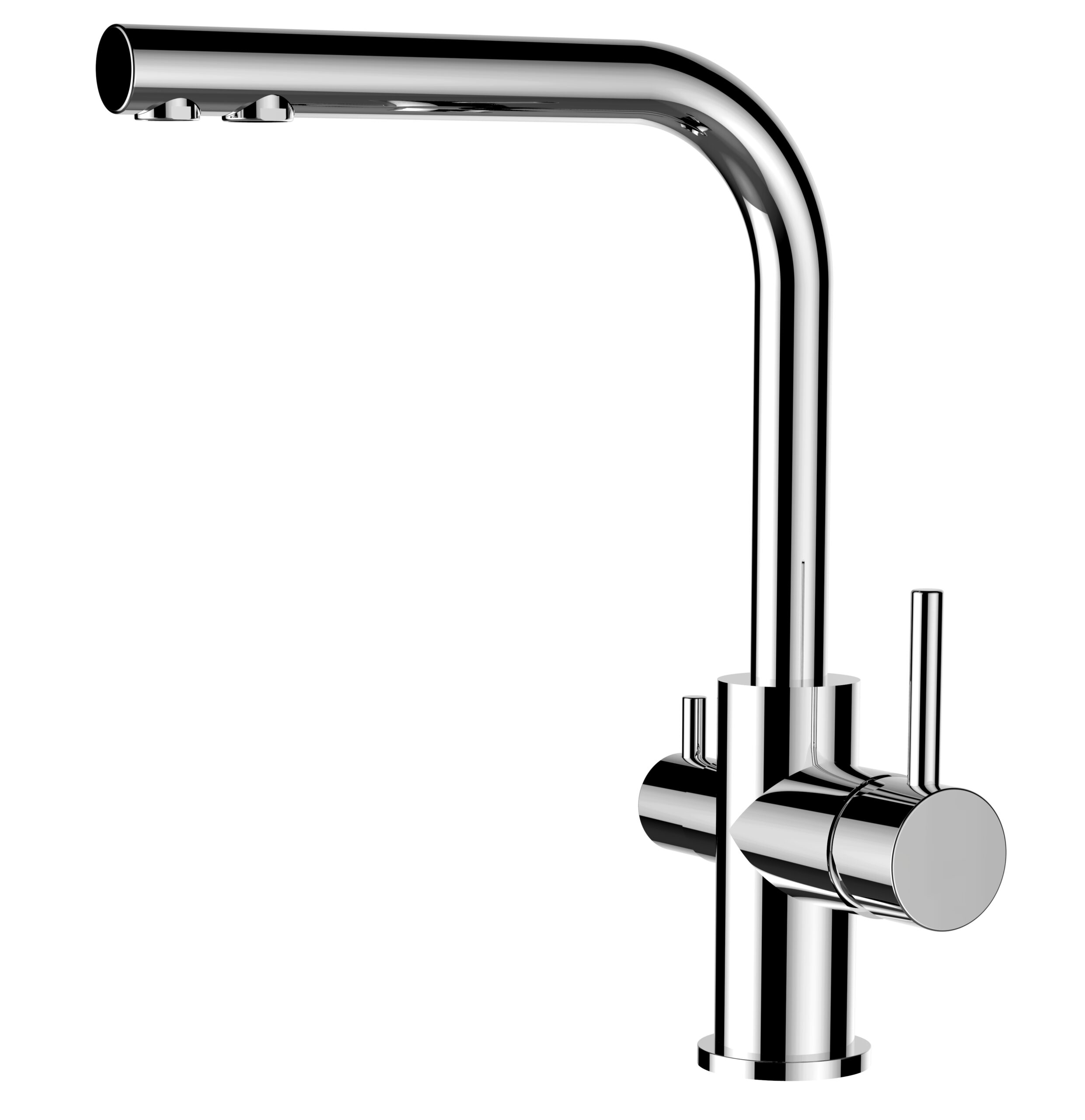 Grifo de cocina 3 vías cromado Serie FL caño alto l giratorio 360°