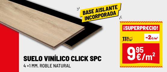 Suelo vinílico SPC click con aislante incorporado roble natural 5mm Adina Suelo vinílico SPC click con aislante incorporado roble natural 5mm Adina