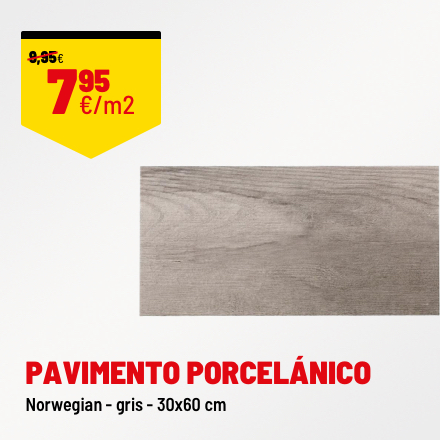 Pavimento porcelánico Norwegian gris 30x60 cm