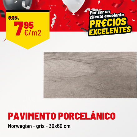 Pavimento porcelánico Norwegian gris 30x60 cm 4.9 star rating 7 Opiniones