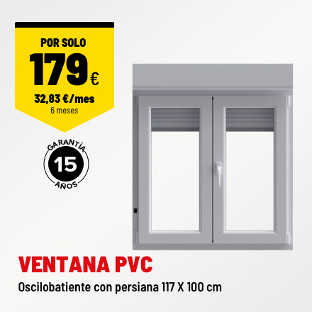 Ventana PVC oscilobatiente persiana blanco 117x100 cm